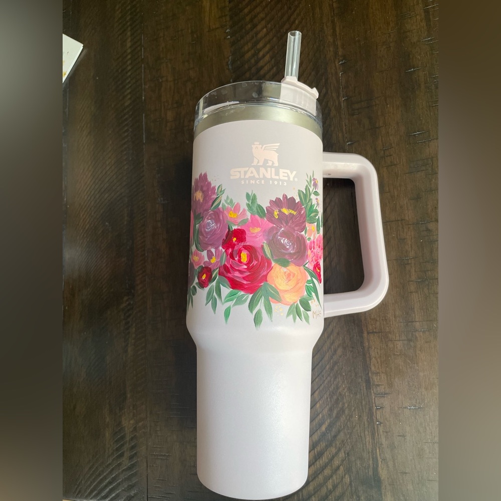 Painted Floral Azalea Stanley 40oz Quencher